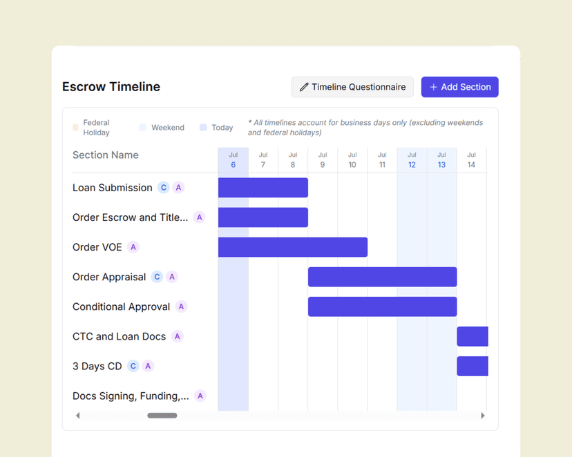 Escrow Timeline Feature 2