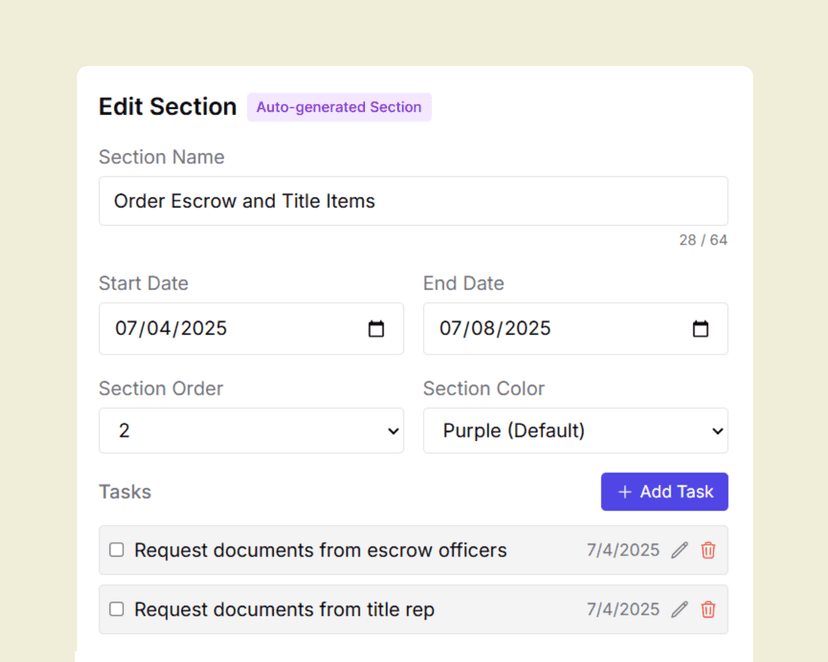 Escrow Timeline Feature 4