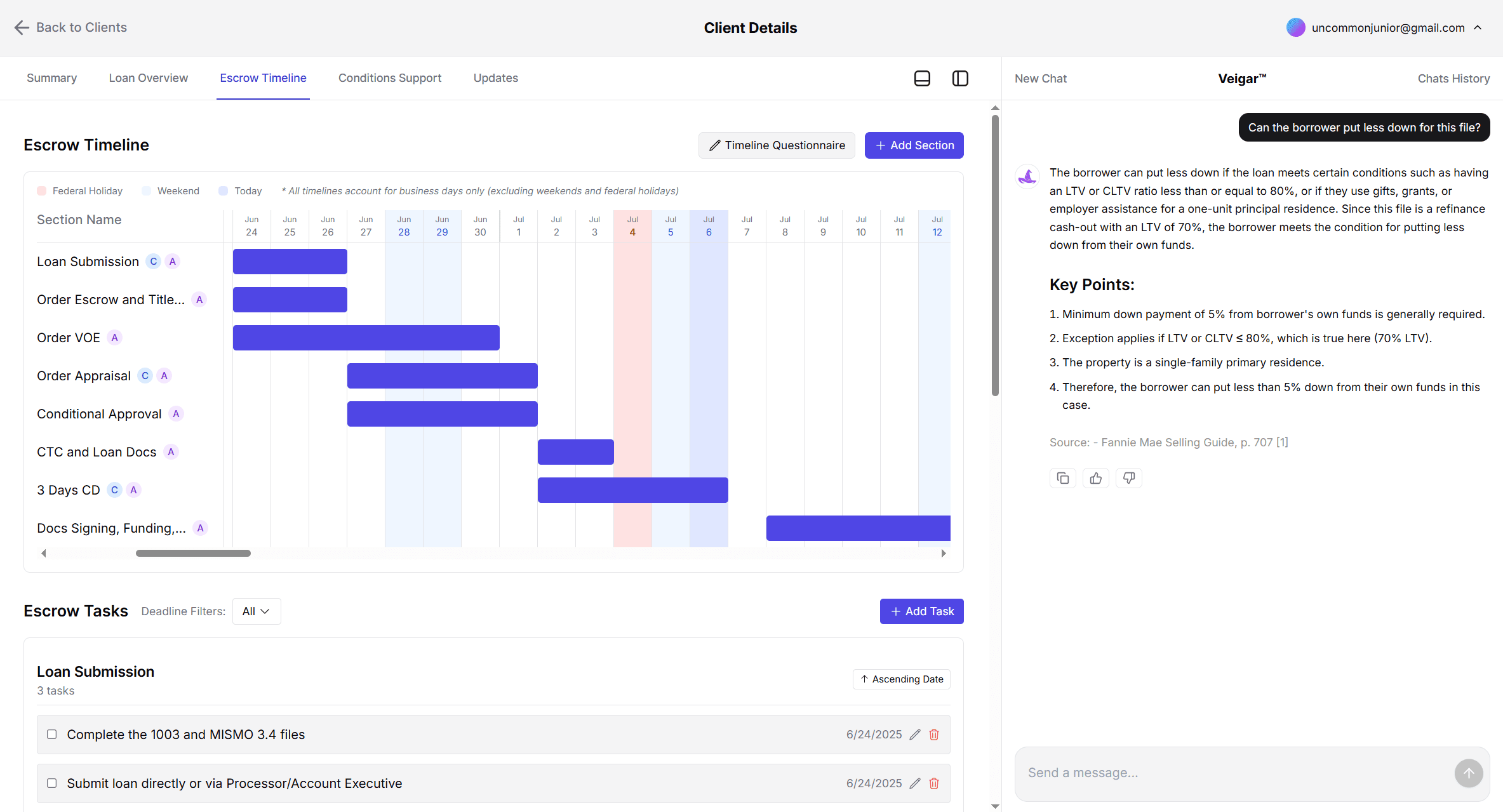 Escrow Timeline Interface